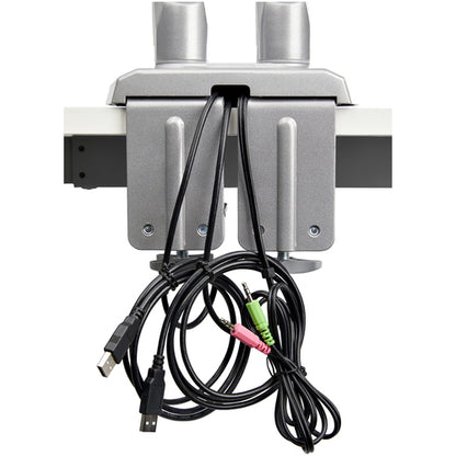 StarTech.com Desk Mount Dual Monitor Arm with USB & Audio - Desk Clamp VESA Mount for up to 32 inch Displays - 2x USB, 2x 3.5mm audio - Ergonomic Full Motion Dual Monitor Arm - Silver