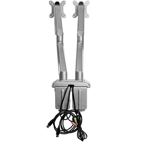 StarTech.com Desk Mount Dual Monitor Arm with USB & Audio - Desk Clamp VESA Mount for up to 32 inch Displays - 2x USB, 2x 3.5mm audio - Ergonomic Full Motion Dual Monitor Arm - Silver