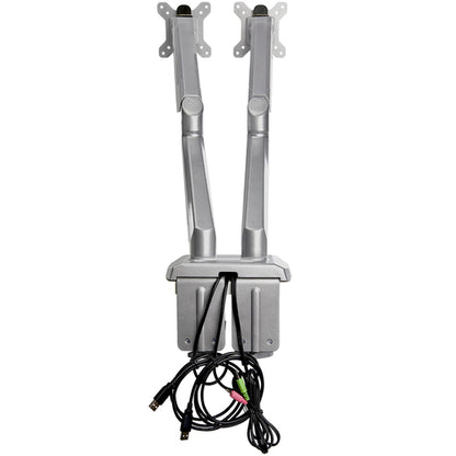 StarTech.com Desk Mount Dual Monitor Arm with USB & Audio - Desk Clamp VESA Mount for up to 32 inch Displays - 2x USB, 2x 3.5mm audio - Ergonomic Full Motion Dual Monitor Arm - Silver
