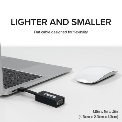 Plugable Technologies USB C to VGA Adapter, Thunderbolt 3 to VGA Adapter Compatible with Macbook Pro, Windows, Chromebooks, 2018 iPad Pro, Dell XPS, and more (Driverless, supports up to 1920x1200 @ 60Hz)