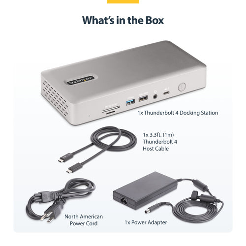StarTech.com Universal USB4 & Thunderbolt 4 Docking Station, Quad Display on Windows, Dual Display on MacBook, HDMI DP Dock with 98W Laptop Charging