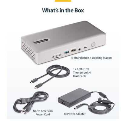 StarTech.com Universal USB4 & Thunderbolt 4 Docking Station, Quad Display on Windows, Dual Display on MacBook, HDMI DP Dock with 98W Laptop Charging
