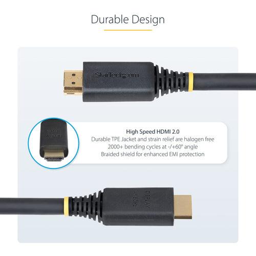 StarTech.com 30ft (9.1m) Active High Speed HDMI Cable, 4K 60Hz/1440p 144Hz, HDR10/HDCP 2.2/ARC, 18Gbps, UHD HDMI 2.0 Cord for TV/Monitor/Display, TPE Jacket