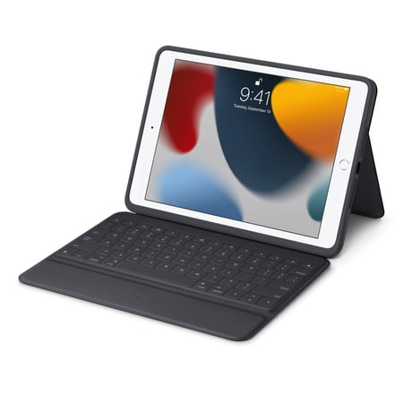 Logitech - Rugged Folio Keyboard Folio for Apple iPad (7th, 8th & 9th Gen) with Durable Spill-Proof Design - Graphite