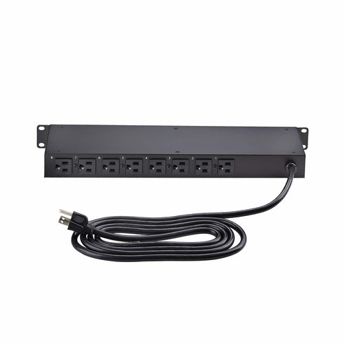 StarTech.com 8-Outlet Horizontal Rack Mount PDU, 1U Power Strip, Individual Outlet On/Off Switches w/Covers, 15A Circuit Breaker, 8ft/2.4m Cord, NEMA 5-15P/R, TAA