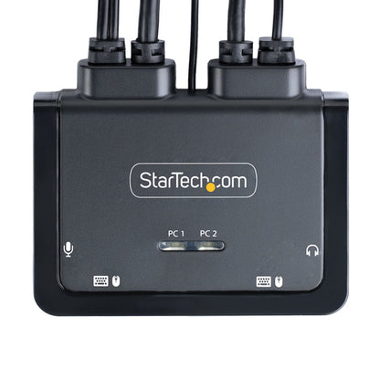 StarTech.com 2-Port Hybrid USB-C HDMI Cable KVM Switch, 4K 60Hz, Compact KVM with 6ft/1.8m USB-A/HDMI/Audio & 4ft/1.2m USB-C Integrated Host Cables, Bus Powered - Remote Push Button/Hotkey Switching