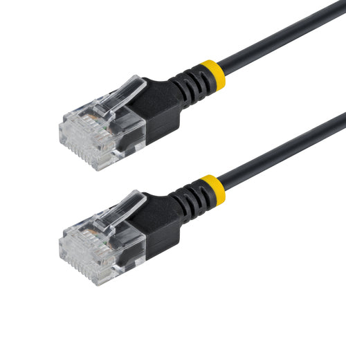 StarTech.com 1ft Black Ultra Slim Cat6A Ethernet Cable, UTP, Pure Bare Copper Wire, 34AWG Slim RJ45 Network Patch Cord, Individually Tested
