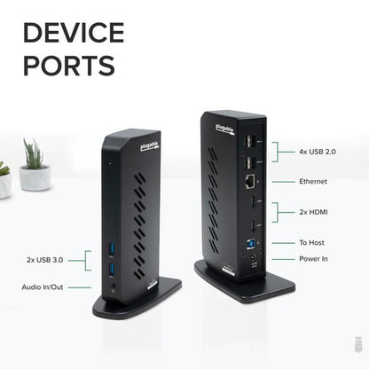 Plugable Technologies UD-3900Z laptop dock/port replicator Docking USB 3.2 Gen 1 (3.1 Gen 1) Type-C Black