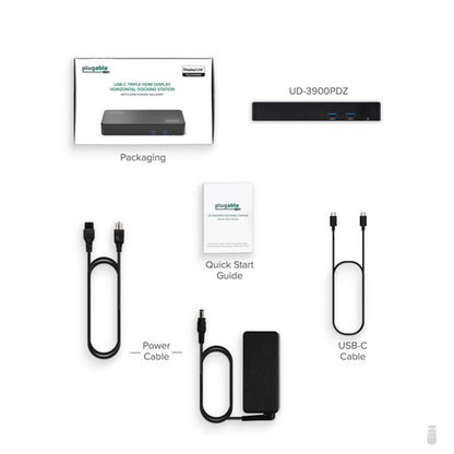 Plugable Technologies UD-3900PDZ laptop dock/port replicator Docking USB 3.2 Gen 1 (3.1 Gen 1) Type-C Black