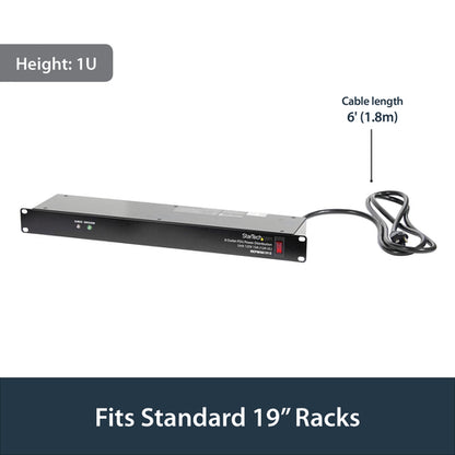 StarTech.com Rackmount PDU with 8 Outlets and Surge Protection - 1U