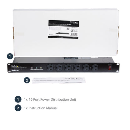 StarTech.com Rackmount PDU with 16 Outlets and Surge Protection - 1U