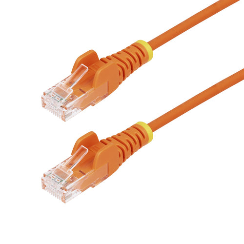 StarTech.com 9in Orange Slim CAT6 Ethernet Cable, Snagless, 100W PoE, UTP, LSZH, 28AWG Pure Bare Copper Wire, Slim RJ45 Network Patch Cord w/Strain Reliefs, Individually Tested