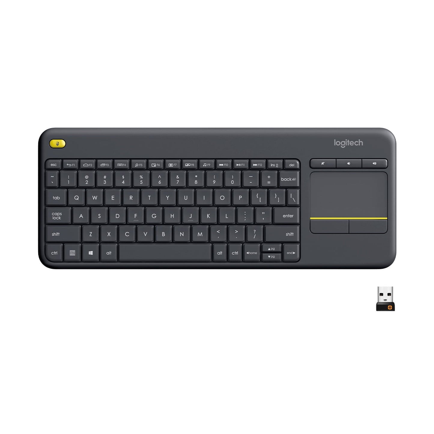 Logitech K400 Plus Wireless Touch TV Keyboard With Easy Media Control and Built-in Touchpad  HTPC Keyboard for PC-connected TV  Windows  Android  ChromeOS  Laptop  Tablet