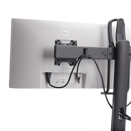 StarTech.com Crossbar Dual Monitor Desk Stand For Double 27-inch Screens, VESA Mount 75x75/100x100, Toolless Height Adjustment, Up To 13.2lb (6kg) Per Display