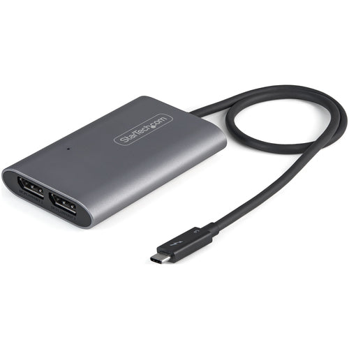 StarTech.com Thunderbolt to Dual DisplayPort Adapter DP 1.4, Dual 4K 60Hz or Single 8K/5K Thunderbolt to DP Converter, 2x DisplayPort Monitor Video Display Adapter - Mac & Windows
