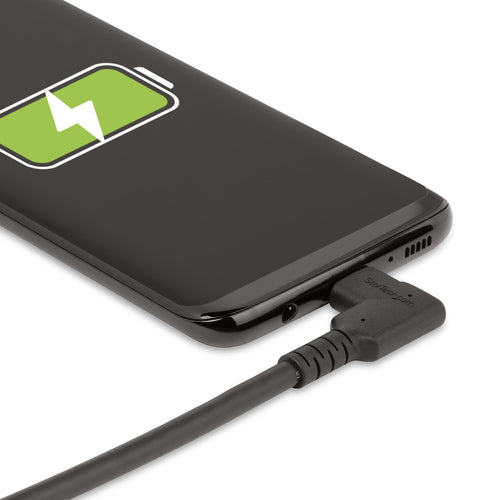 StarTech.com 6.6ft (2m) USB-C Cable, Right-Angled, USB 5Gbps, 100W (5A) Power Delivery, 4K 60Hz DP Alt Mode, Rugged USB C Cord - Thunderbolt Compatible
