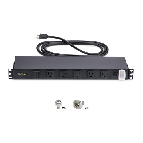 StarTech.com 12-Outlet Rackmount PDU, 1U Server Power Strip with Wide-Spaced Right-Angle Ports, Mounted Power Distribution Unit for 19-Inch Racks and Cabinets