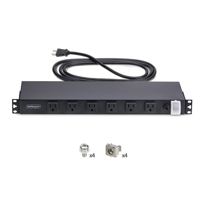 StarTech.com 12-Outlet Rackmount PDU, 1U Server Power Strip with Wide-Spaced Right-Angle Ports, Mounted Power Distribution Unit for 19-Inch Racks and Cabinets