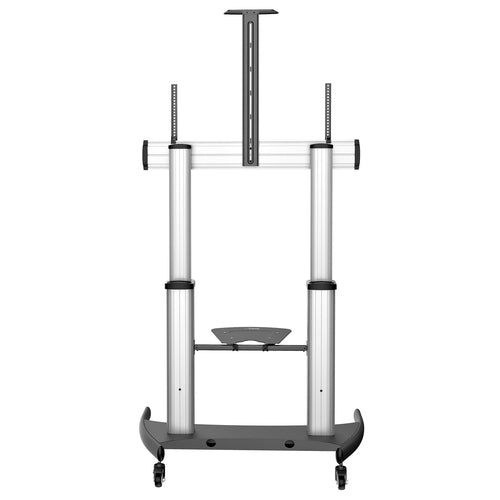 StarTech.com Mobile TV Stand - Heavy Duty TV Cart for 60-100" Display (100kg/220lb) - Height Adjustable Rolling Flat Screen Floor Standing on Wheels - Universal Television Mount w/Shelves
