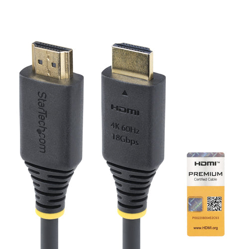 StarTech.com 15ft (4.5m) Premium Certified High Speed HDMI Cable, 4K 60Hz/1440p 144Hz, HDR10/HDCP 2.2/ARC, 18Gbps, UHD HDMI 2.0 Cord for TV/Monitor/Display, TPE Jacket
