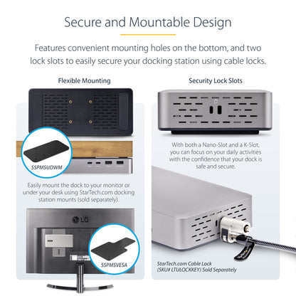 StarTech.com Dual-Monitor USB4 Docking Station, Dual 4K 120Hz or Single 8K 60Hz HDMI, 100W Laptop Charging, 2.5GbE, USB-C Multi-Monitor Dock, Driverless