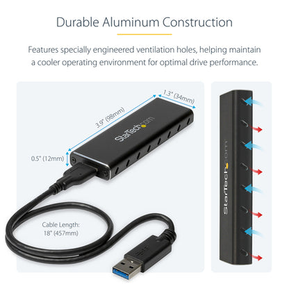 StarTech.com M.2 SSD Enclosure for M.2 SATA SSDs - USB 3.0 (5Gbps) with UASP - TAA