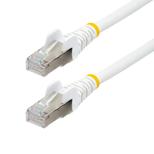 StarTech.com 1ft CAT6a Ethernet Cable - White - Low Smoke Zero Halogen (LSZH) - 10GbE 500MHz 100W PoE++ Snagless RJ-45 w/Strain Reliefs S/FTP Network Patch Cord