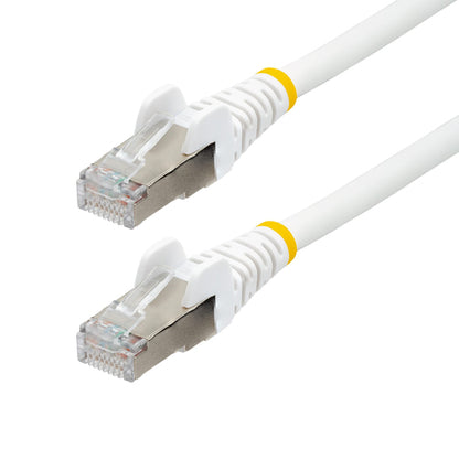 StarTech.com 1ft CAT6a Ethernet Cable - White - Low Smoke Zero Halogen (LSZH) - 10GbE 500MHz 100W PoE++ Snagless RJ-45 w/Strain Reliefs S/FTP Network Patch Cord