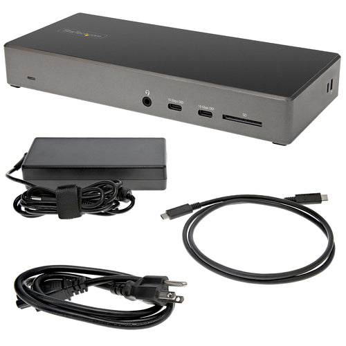 StarTech.com USB C Dock - Triple 4K Monitor USB Type-C Docking Station - 100W Power Delivery - DP 1.4 Alt Mode & DSC, 2x DisplayPort 1.4/HDMI 2.0 - 6xUSB (2x 10Gbps), SD - Windows/Chrome