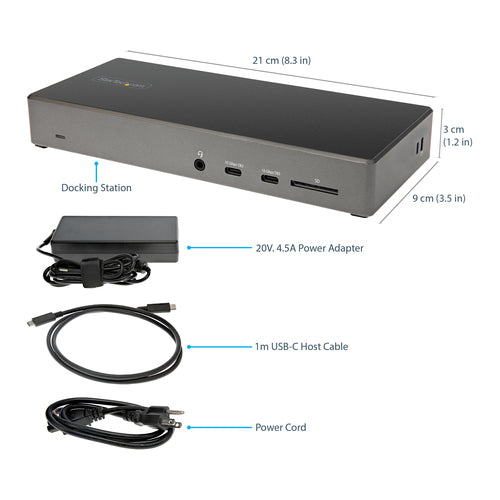 StarTech.com USB C Dock - Triple 4K Monitor USB Type-C Docking Station - 100W Power Delivery - DP 1.4 Alt Mode & DSC, 2x DisplayPort 1.4/HDMI 2.0 - 6xUSB (2x 10Gbps), SD - Windows/Chrome