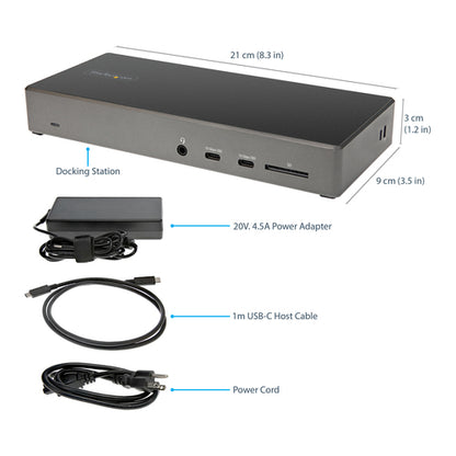 StarTech.com USB C Dock - Triple 4K Monitor USB Type-C Docking Station - 100W Power Delivery - DP 1.4 Alt Mode & DSC, 2x DisplayPort 1.4/HDMI 2.0 - 6xUSB (2x 10Gbps), SD - Windows/Chrome