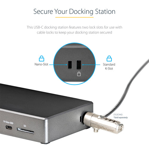 StarTech.com USB C Dock - Triple 4K Monitor USB Type-C Docking Station - 100W Power Delivery - DP 1.4 Alt Mode & DSC, 2x DisplayPort 1.4/HDMI 2.0 - 6xUSB (2x 10Gbps), SD - Windows/Chrome