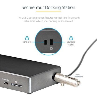StarTech.com USB C Dock - Triple 4K Monitor USB Type-C Docking Station - 100W Power Delivery - DP 1.4 Alt Mode & DSC, 2x DisplayPort 1.4/HDMI 2.0 - 6xUSB (2x 10Gbps), SD - Windows/Chrome