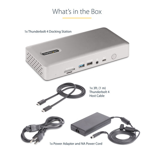 StarTech.com Universal USB4 & Thunderbolt 4 Docking Station, Quad Display on Windows, Dual Display on MacBook, HDMI DP Dock with 98W Laptop Charging