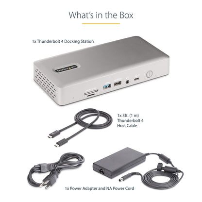 StarTech.com Universal USB4 & Thunderbolt 4 Docking Station, Quad Display on Windows, Dual Display on MacBook, HDMI DP Dock with 98W Laptop Charging