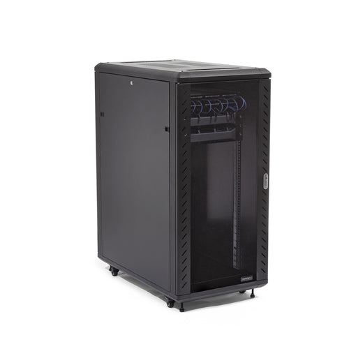 StarTech.com 4-Post 32U Server Rack Cabinet, Lockable 19" Data Rack Cabinet for Computer / AV / IT Equipment, Office / Home Network Rack with Casters & Adjustable Mounting Rails