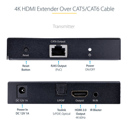 StarTech.com 4K70IC-EXTEND-HDMI AV extender AV transmitter & receiver Black