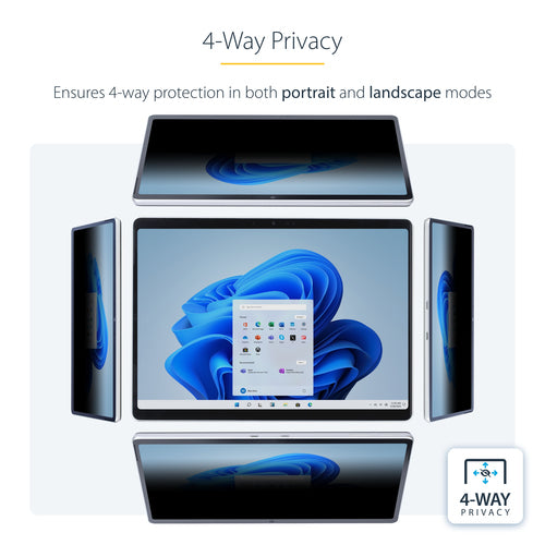 StarTech.com 4-Way Privacy Screen For 13-inch Surface Pro 8/9/X/11 Laptop, Portrait/Landscape Modes, Touch-Enabled, +/- 30 Deg. View, Blocks up to 51% Blue Light, Anti-Glare