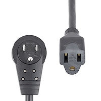 StarTech.com 3ft (1m) Power Extension Cord - 360; Rotating Flat Plug Extension Cord - NEMA 5-15P to NEMA 5-15R, 16 AWG, 125V/13A - Black Short 3-Prong Power Extender Cable