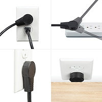 StarTech.com 3ft (1m) Power Extension Cord - 360; Rotating Flat Plug Extension Cord - NEMA 5-15P to NEMA 5-15R, 16 AWG, 125V/13A - Black Short 3-Prong Power Extender Cable