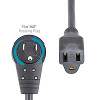 StarTech.com 3ft (1m) Power Extension Cord - 360; Rotating Flat Plug Extension Cord - NEMA 5-15P to NEMA 5-15R, 16 AWG, 125V/13A - Black Short 3-Prong Power Extender Cable