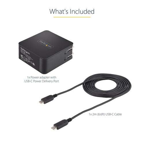 StarTech.com USB C Wall Charger - USB C Laptop Charger 60W PD - 6ft/2m Cable - Universal Compact Type C Power Adapter - Dell XPS, Lenovo X1 Carbon, HP EliteBook, MacBook - USB IF/ETL Certified