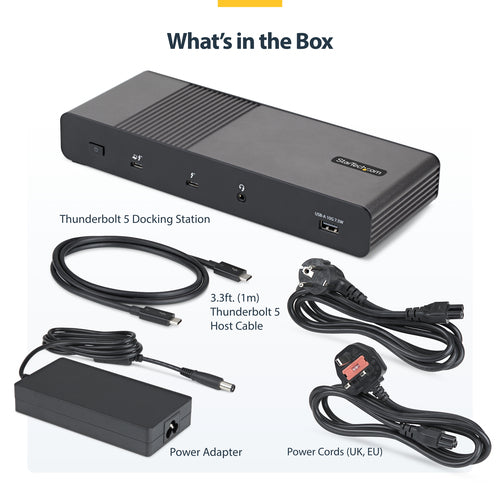 StarTech.com Thunderbolt 5 Universal Docking Station for Mac & Windows with Quad Monitors, 140W Power Delivery, 120Gbps Bandwidth Boost, 2.5Gb Ethernet, USB-C & USB-A Ports