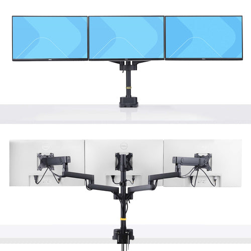 StarTech.com Triple Monitor Desk Mount For Up To Three 27in Screens, VESA 75x75/100x100, Tool-Less Arm Adjustments, C-Clamp/Grommet Mount, Spring-Assisted Arms
