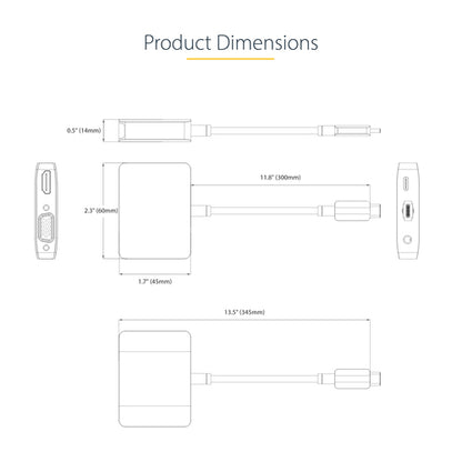 StarTech.com USB C Video Adapter, USB C to HDMI VGA Multiport Adapter, 3.5mm Audio, 4K 60Hz HDR, 100W PD Pass-Through, Thunderbolt 3/4 Compatible - USB C Display Travel Adapter