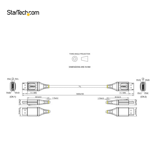 StarTech.com 16.4ft (5m) VESA Certified DisplayPort 1.4 Cable - 8K 60Hz HDR10 - Ultra HD 4K 120Hz Video - DP 1.4 Cable / Cord - For Monitors/Displays - DisplayPort to DisplayPort Cable - M/M