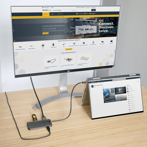 StarTech.com USB C Multiport Adapter, 4K 60Hz HDMI Video, 3 Port 5Gbps USB Hub, 100W Power Delivery Pass-Through, GbE, 12"/30cm Cable, Mini Travel Dock, Laptop Docking Station
