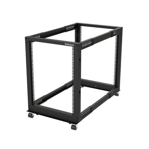 StarTech.com 15U 4-Post Server Rack, 19in Open Frame Rack with 40in (101cm) Mounting Depth and 1200lb (544kg) Weight Capacity, Mobile or Floor Mount IT Rack