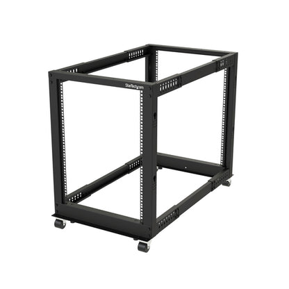 StarTech.com 15U 4-Post Server Rack, 19in Open Frame Rack with 40in (101cm) Mounting Depth and 1200lb (544kg) Weight Capacity, Mobile or Floor Mount IT Rack