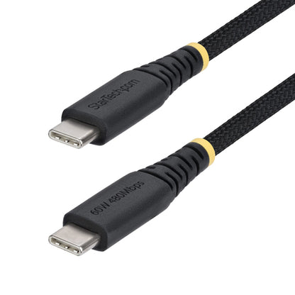 StarTech.com 1ft (30cm) USB-C Charging Cable, 60W (3A) PD, Dual-Layer Braided Nylon/TPE Jacket, Rugged USB C Charging Cord, USB 2.0 Laptop Charger Cable
